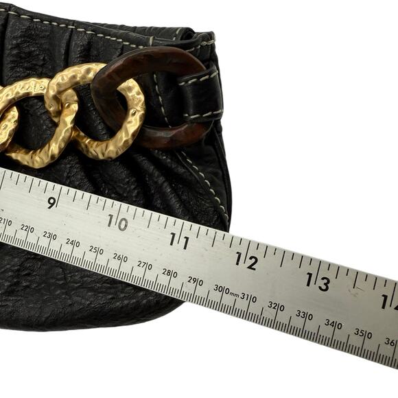 Juicy Couture Black Leather Clutch Bag‎ Gold Chain Vintage Y2K - Picture 9 of 9